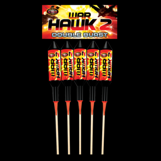 War Hawk 2 Double Burst Rockets (5 Pack) by Bright Star Fireworks (Loud) - Multibuy 2 for £65