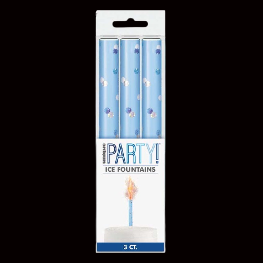 15cm Ice Fountain Sparklers Blue (3 Pack) by Unique Party - MK Fireworks King
